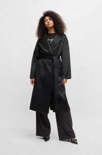 Manteau Oversize avec ceinture à nouer, Noir