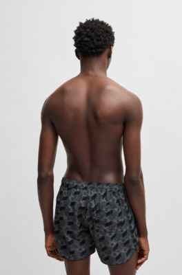 Short de bain &agrave; cordon de serrage et imprim&eacute; partout, Gris sombre