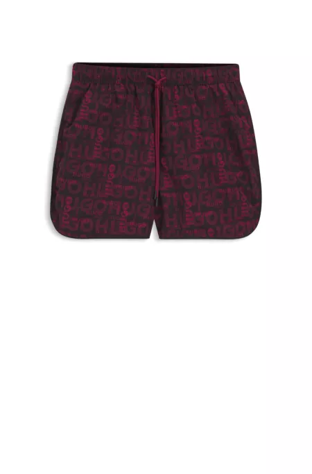 Short de bain à cordon de serrage et imprimé partout