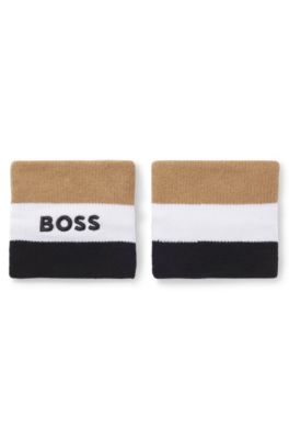 Signature-stripe sports wristbands in a cotton blend, Beige