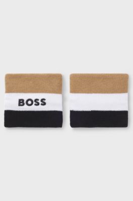 Signature-stripe sports wristbands in a cotton blend, Beige