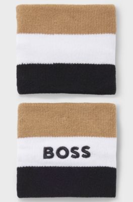 Signature-stripe sports wristbands in a cotton blend, Beige