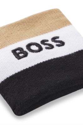 Signature-stripe sports wristbands in a cotton blend, Beige
