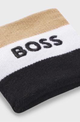 Signature-stripe sports wristbands in a cotton blend, Beige