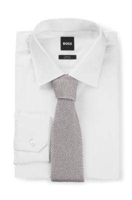 Silk tie with knitted structure, Natural