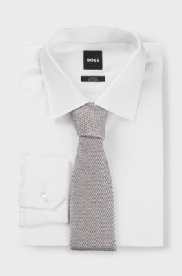 Silk tie with knitted structure, Natural