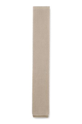 Silk tie with knitted structure, Light Beige