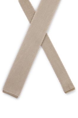 Silk tie with knitted structure, Light Beige