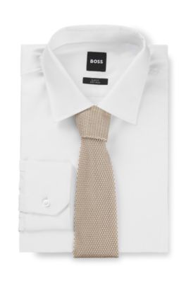 Silk tie with knitted structure, Light Beige