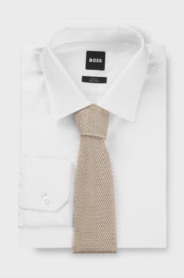 Silk tie with knitted structure, Light Beige