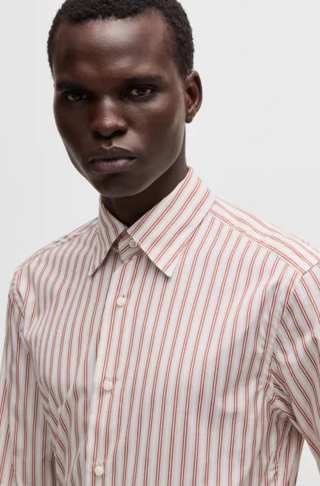 Slim-fit shirt in striped Italian-made cotton