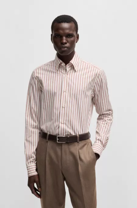 Slim-fit shirt in striped Italian-made cotton