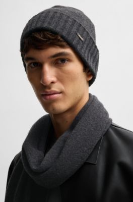 HUGO BOSS メンズ マフラーニット帽セット ギフト フリーサイズ