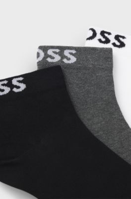 Three-pack of short-length socks with logos, White / Grey / Black
