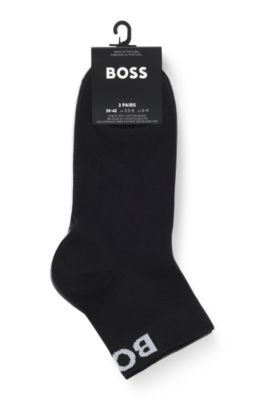 Three-pack of short-length socks with logos, White / Grey / Black