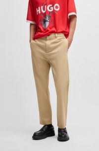 Pantalon Slim à la coupe Regular Rise en twill de coton, Beige