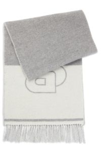 Sjaal van een wolmix met Double B-monogram, Lichtgrijs