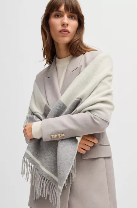 Wool-blend scarf with Double B monogram jacquard