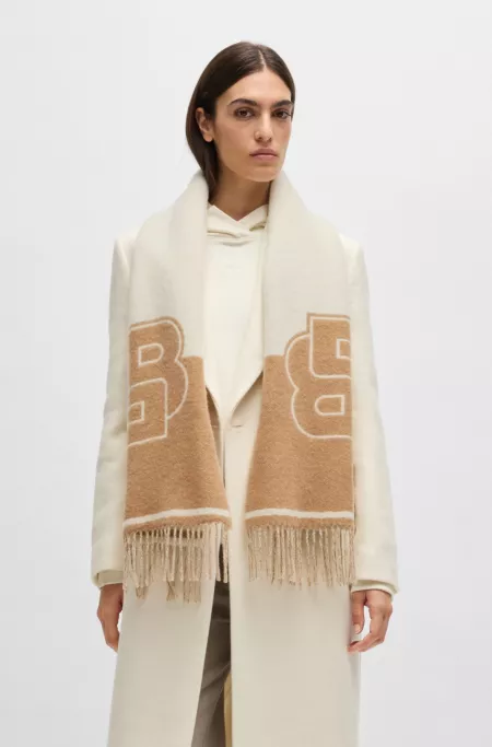 Wool-blend scarf with Double B monogram jacquard