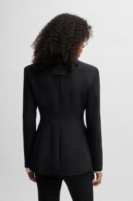 Regular-fit blazer in stretch material, Black