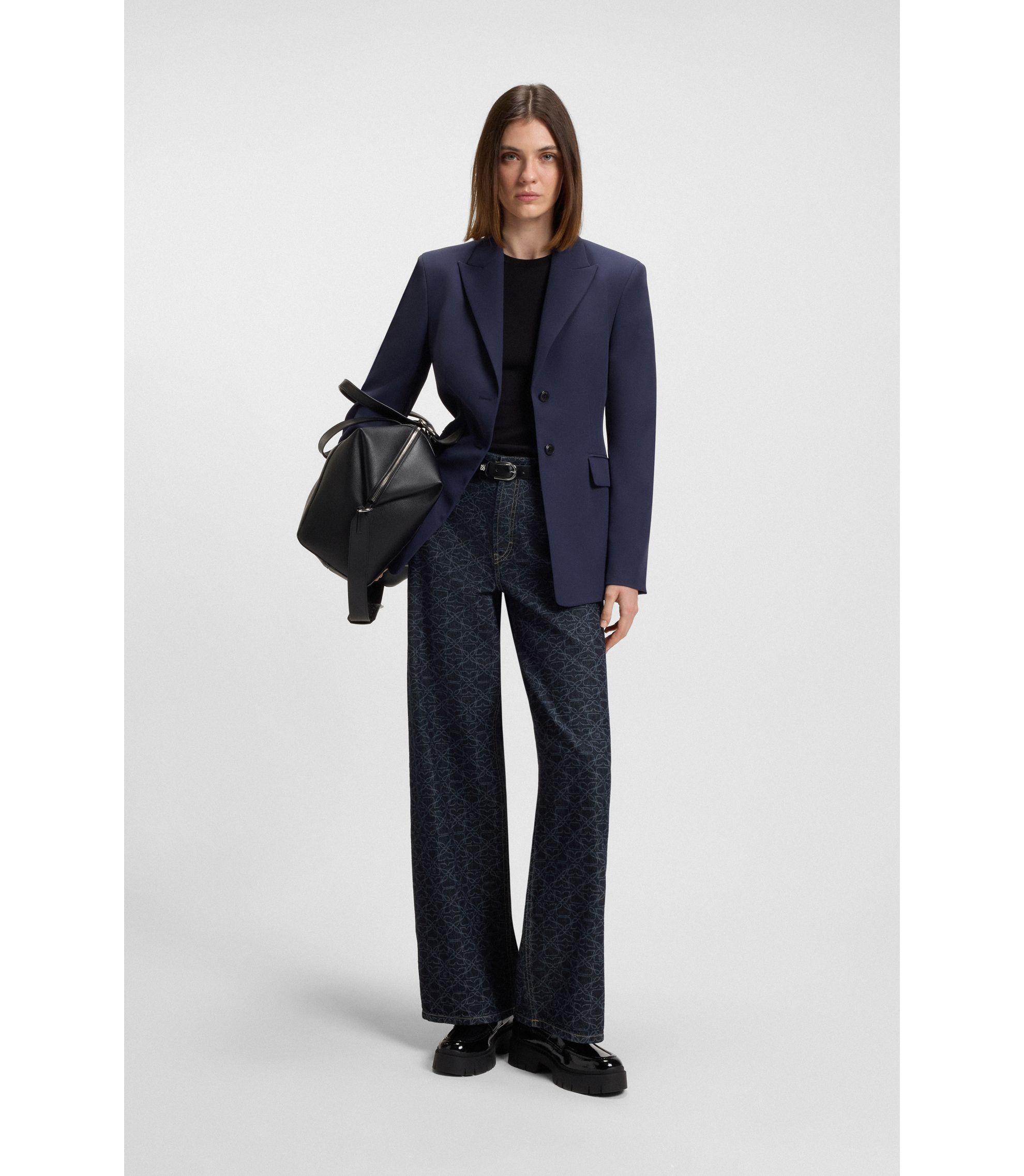 HUGO - Regular-fit blazer in stretch material - Dark Blue