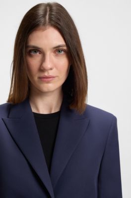 Blazer regular fit in materiale elasticizzato, Blu scuro