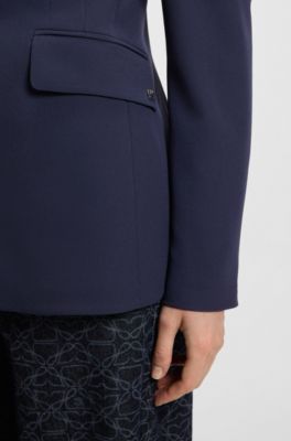 Blazer regular fit in materiale elasticizzato, Blu scuro