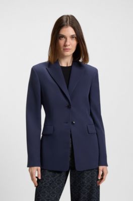 Regular-fit blazer van stretchmateriaal, Donkerblauw
