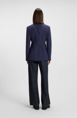 Regular-fit blazer in stretch material, Dark Blue