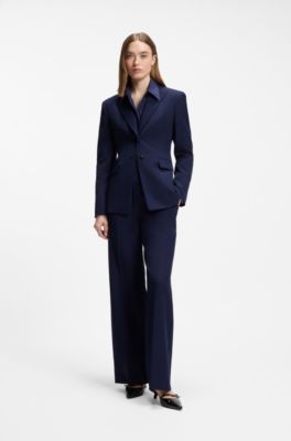 Blazer regular fit in materiale elasticizzato, Blu