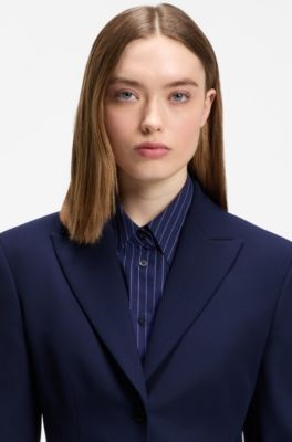 Blazer regular fit in materiale elasticizzato, Blu