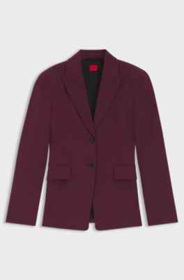 Blazer regular fit in materiale elasticizzato, Bordeaux
