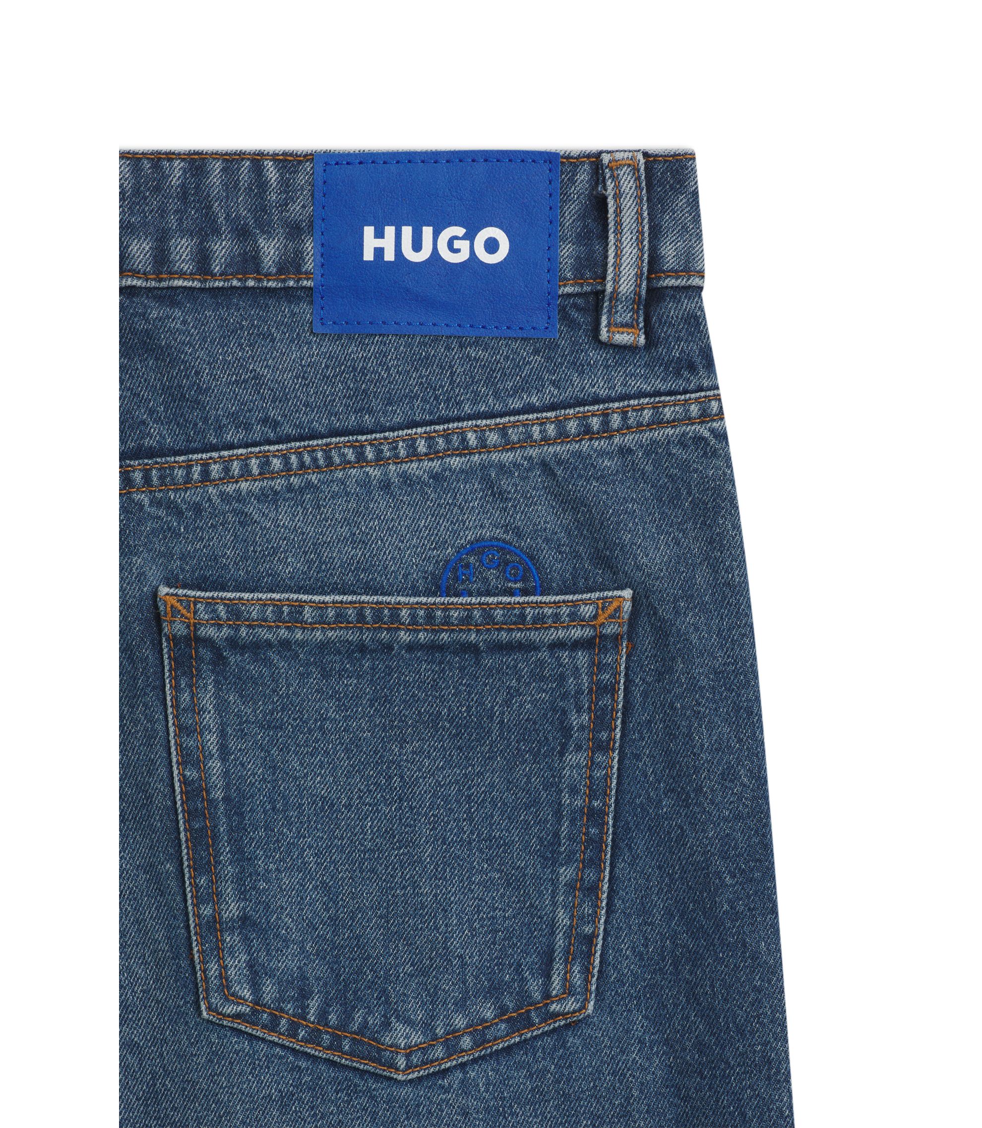 HUGO - ルーズフィットジーンズ ブルー ウォッシュドデニム - ブルー