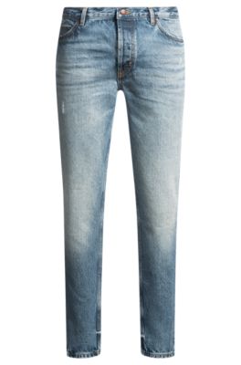 브라이트 블루 데님 테이퍼드 핏 진, 라이트 블루