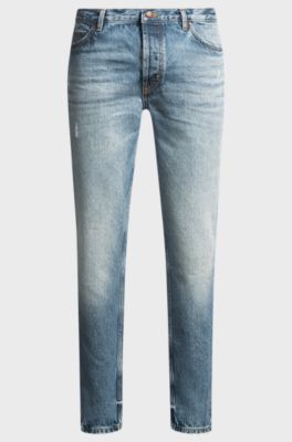 Tapered-fit jeans in bright-blue denim, Light Blue
