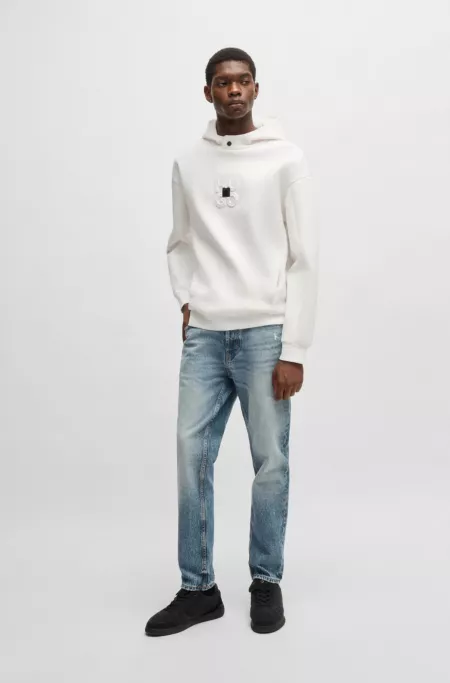 Tapered-fit jeans in bright-blue denim