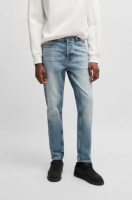 브라이트 블루 데님 테이퍼드 핏 진, 라이트 블루