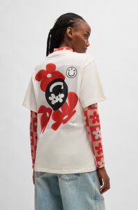 Relaxed-Fit T-Shirt aus Baumwoll-Jersey mit saisonalem Print, Natur