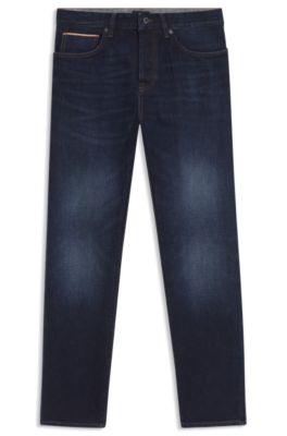 Tapered-fit jeans in dark-blue selvedge denim, Dark Blue