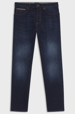Tapered-fit jeans in dark-blue selvedge denim, Dark Blue