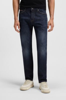 Tapered-fit jeans in dark-blue selvedge denim, Dark Blue