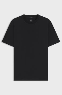 Mercerised-cotton T-shirt with micro pattern, Black