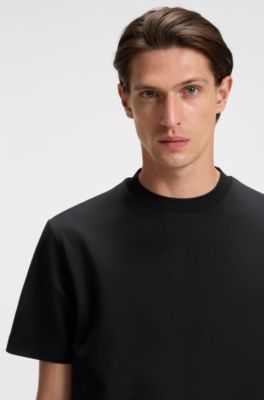 Mercerised-cotton T-shirt with micro pattern, Black