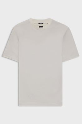 Mercerised-cotton T-shirt with micro pattern, Natural