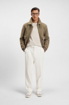 Mercerised-cotton T-shirt with micro pattern, Natural