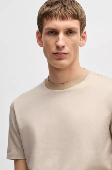 Mercerised-cotton T-shirt with micro pattern