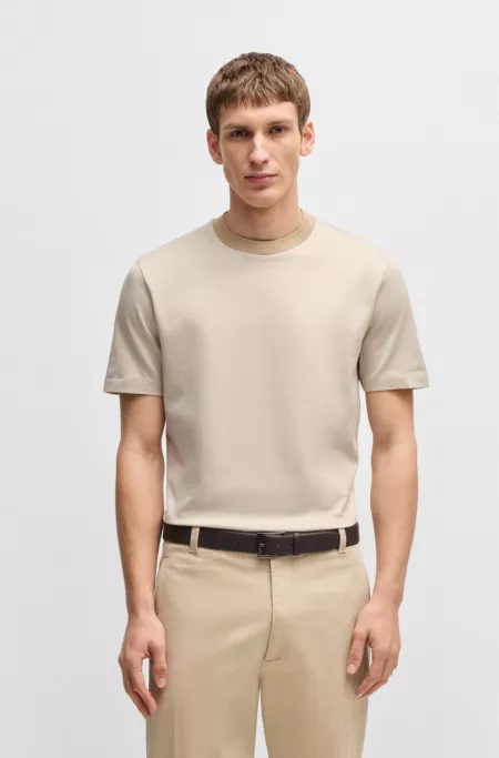 Mercerised-cotton T-shirt with micro pattern