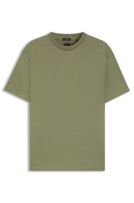 Mercerised-cotton T-shirt with micro pattern, Green