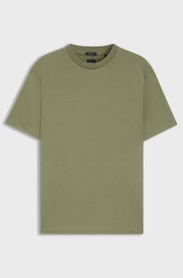 Mercerised-cotton T-shirt with micro pattern, Green