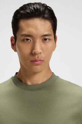 Mercerised-cotton T-shirt with micro pattern, Green